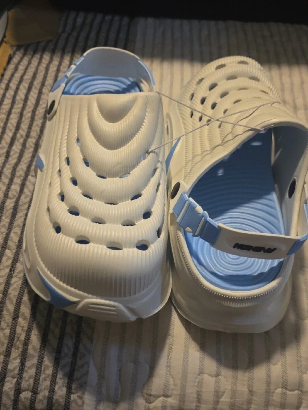 White and Light Blue Women's Comfort Clog Sandals